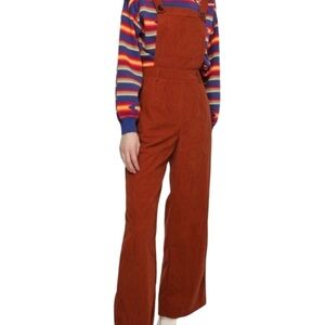 Cider Corduroy Wide Leg Overalls / Jumpsuit in Fall Rust Orange Size 0XL